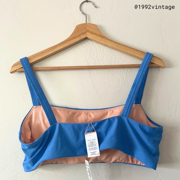 NWT Madewell Scrunchy Strap Mid-Rise Bikini Set Ornamental Blue | Size L - Picture 3 of 7